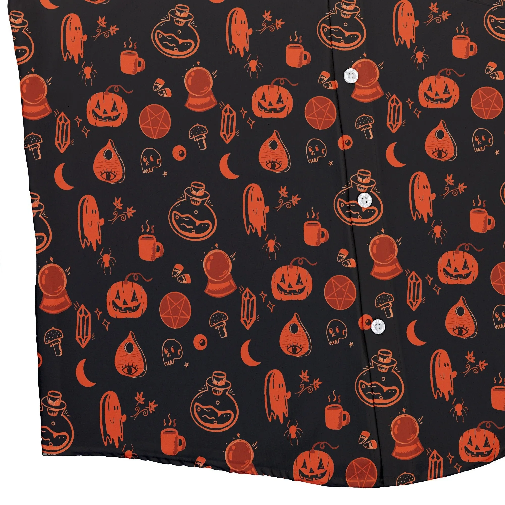 Spooky Halloween Orange Button Up Shirt