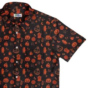 Spooky Halloween Orange Button Up Shirt