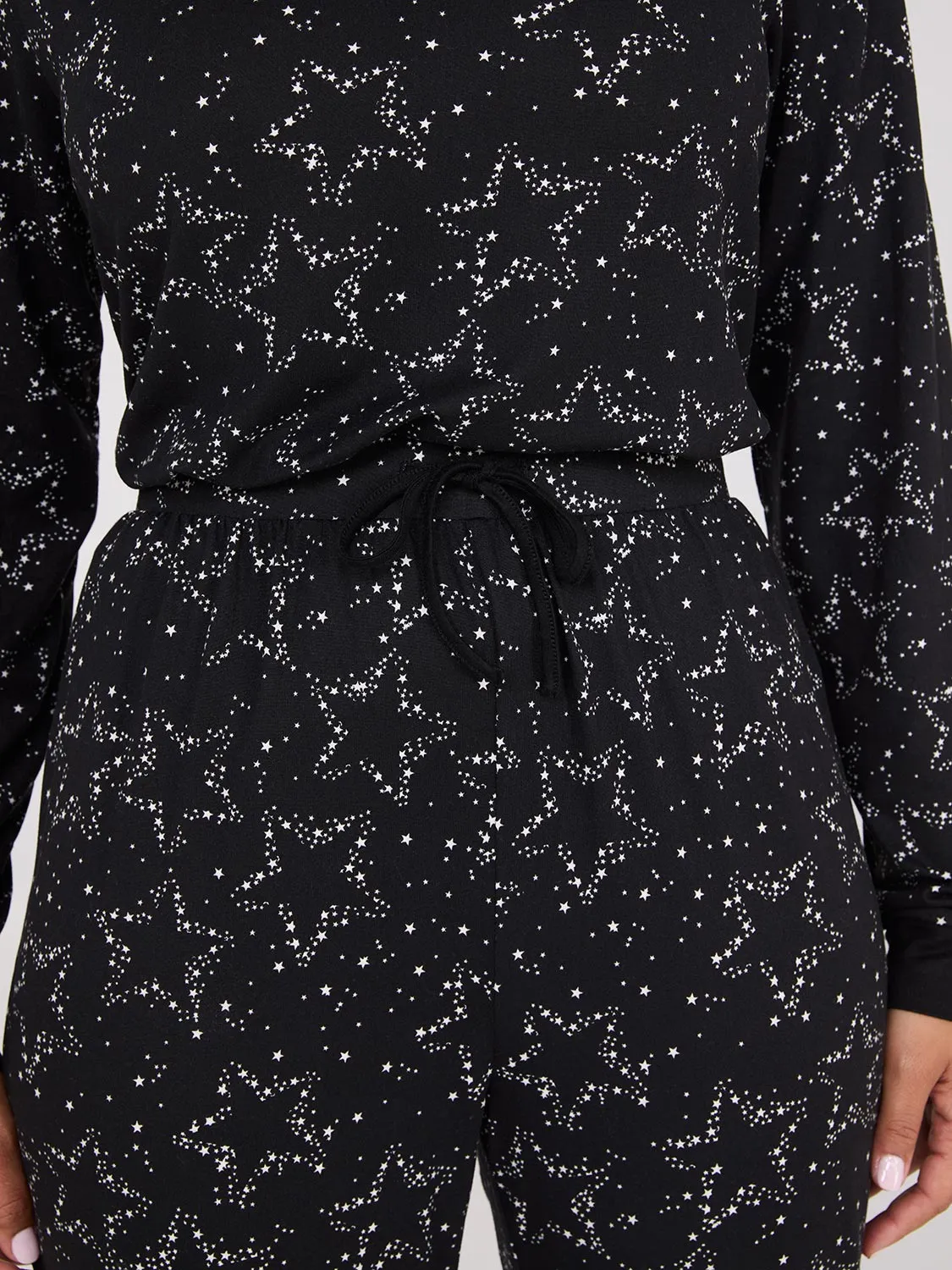 Star Print Henley Pajama Set