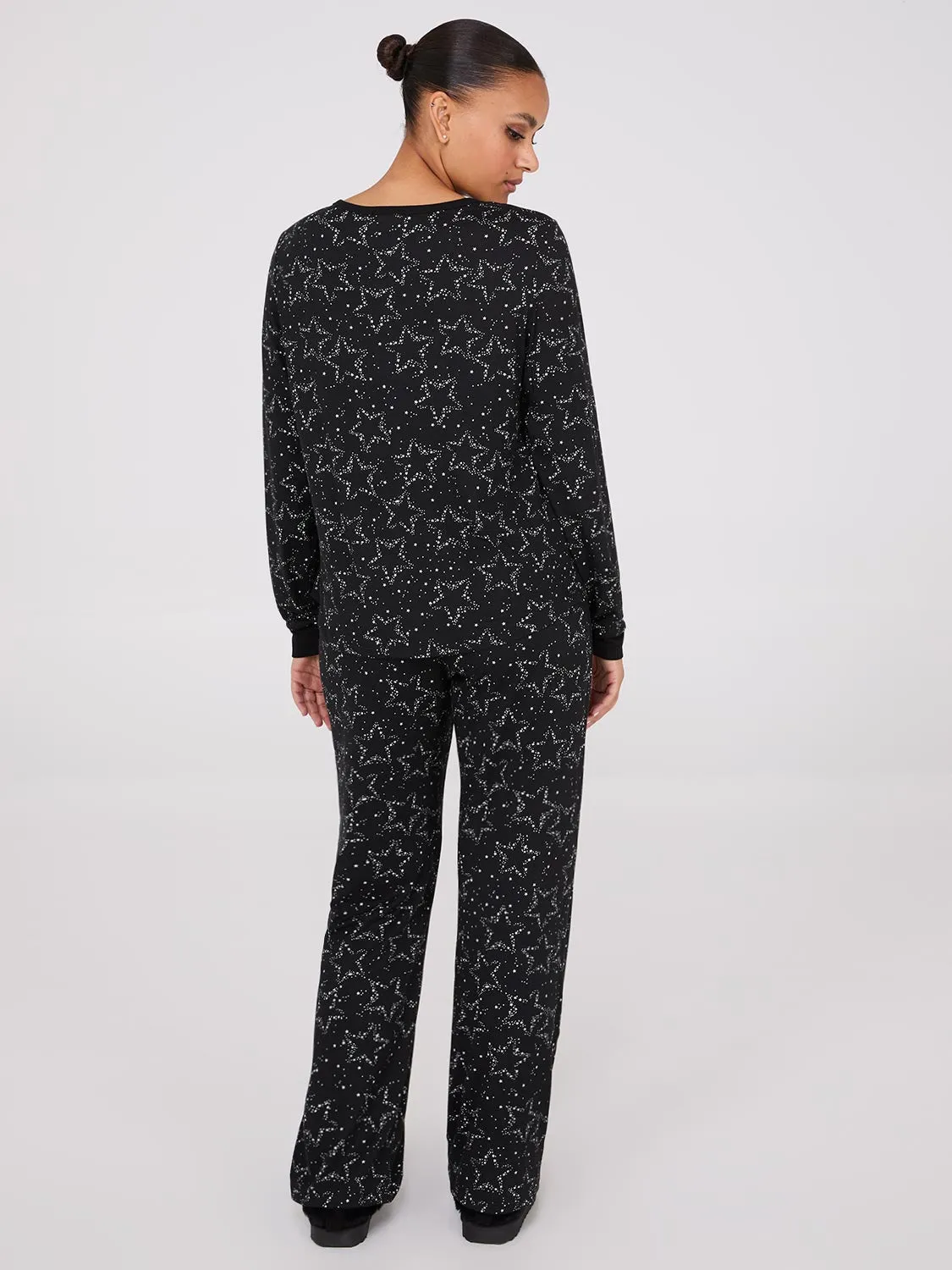 Star Print Henley Pajama Set