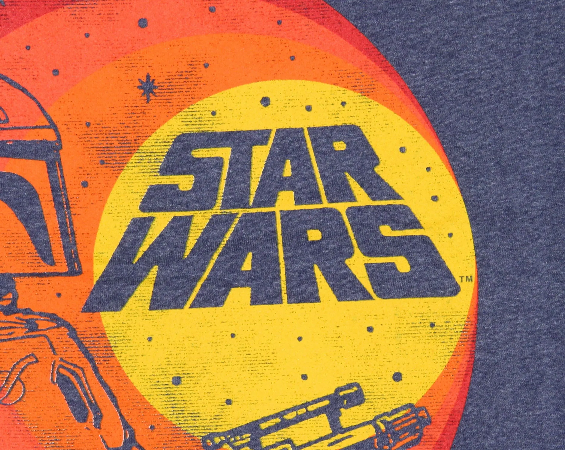 Star Wars Mens' Boba Fett Outline On A Circular Sunset Gradient T-Shirt