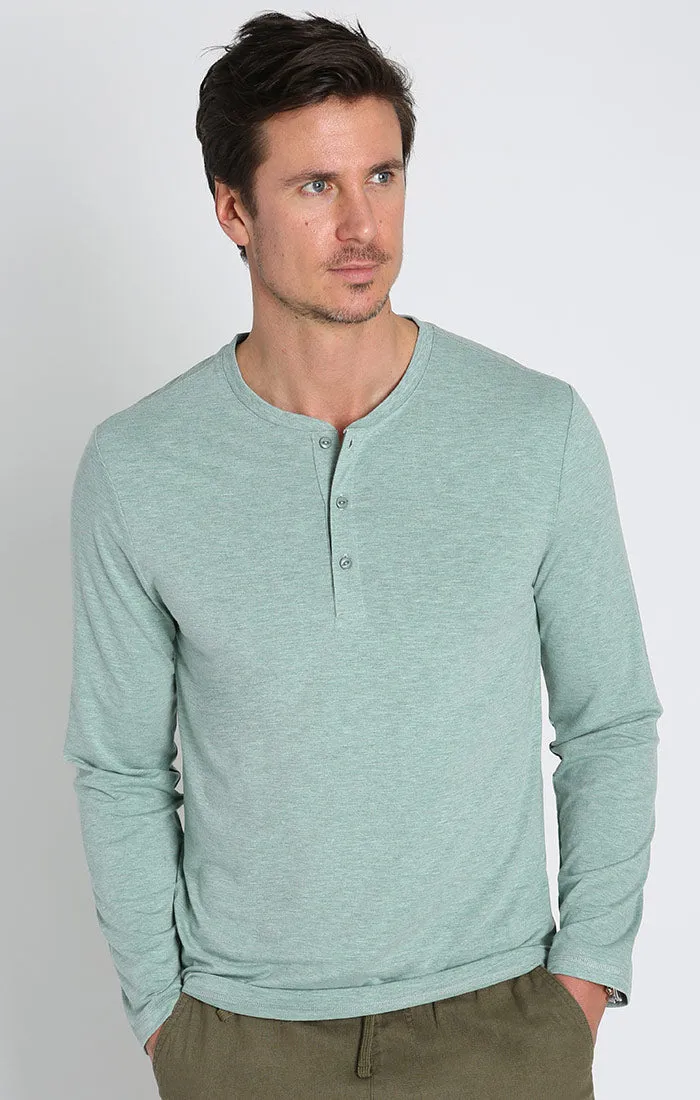 Stretch Long Sleeve Poly Viscose Henley