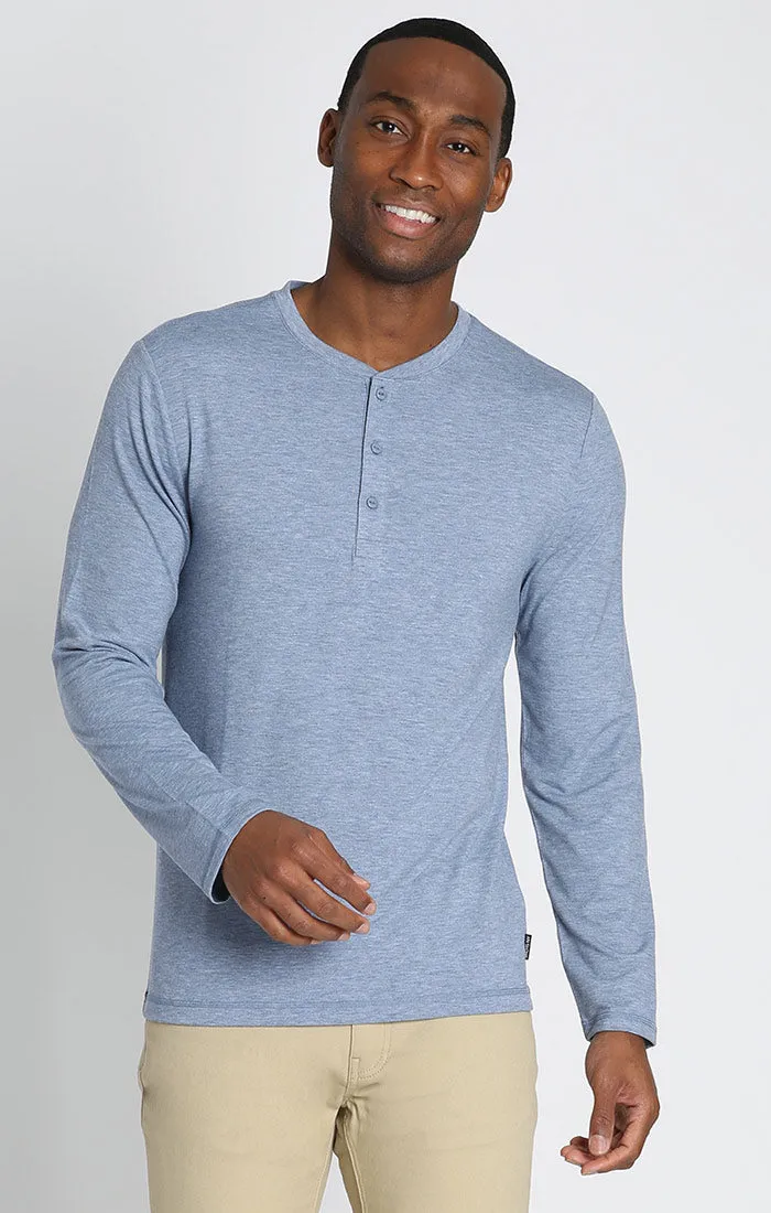 Stretch Long Sleeve Poly Viscose Henley