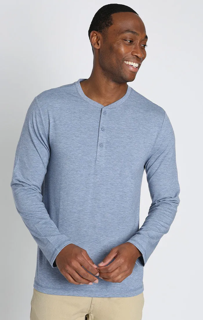 Stretch Long Sleeve Poly Viscose Henley