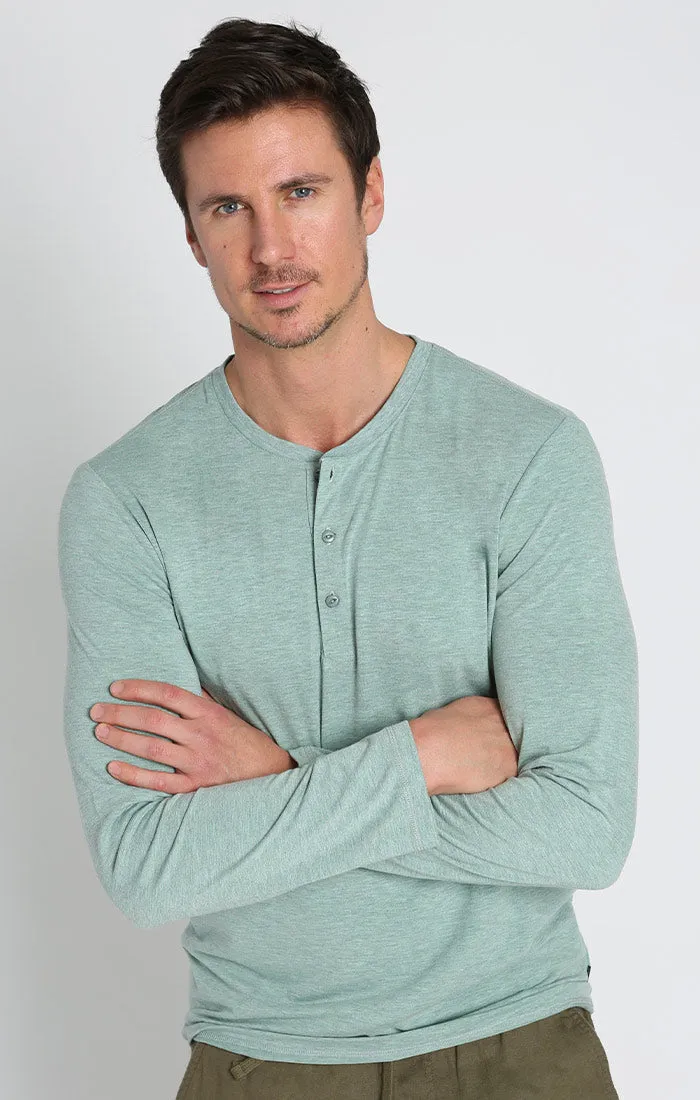 Stretch Long Sleeve Poly Viscose Henley