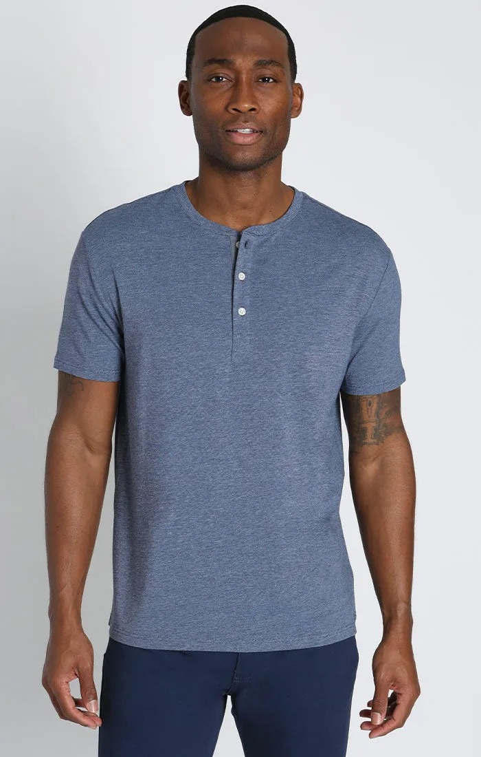 Stretch Pima Blend Short Sleeve Henley