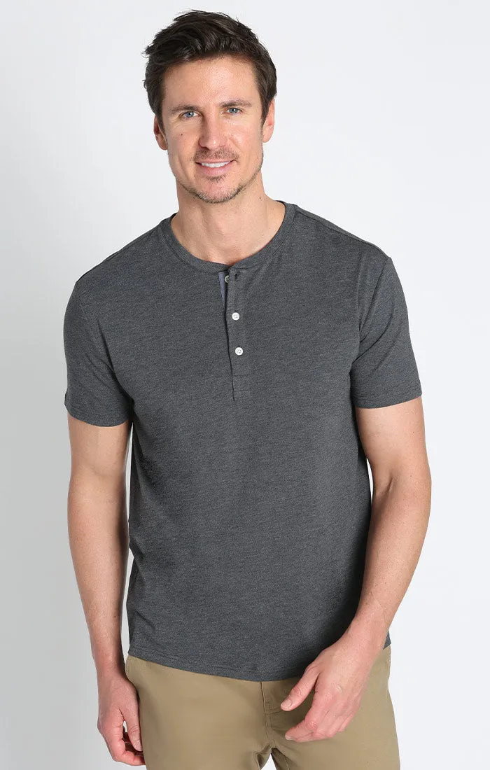 Stretch Pima Blend Short Sleeve Henley