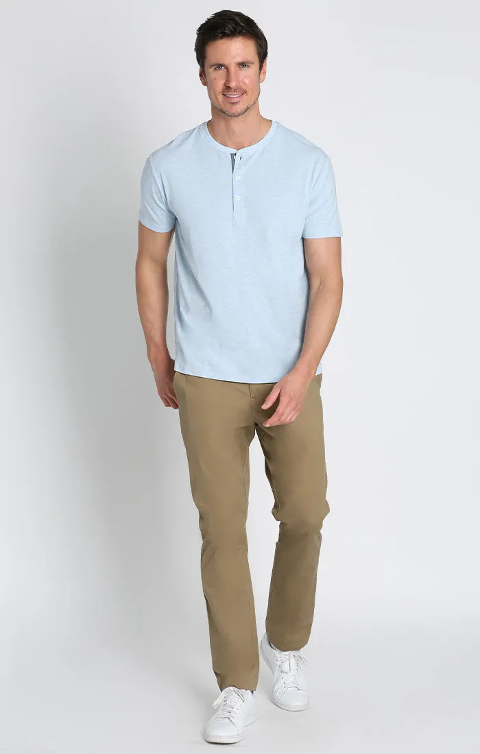 Stretch Pima Blend Short Sleeve Henley