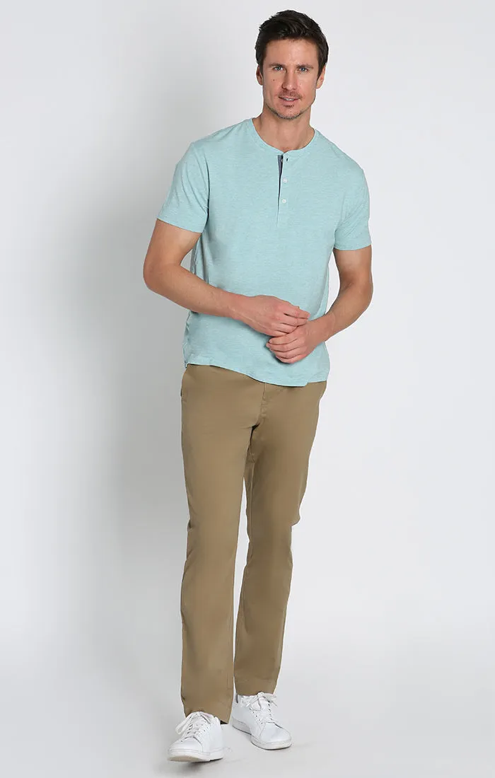 Stretch Pima Blend Short Sleeve Henley