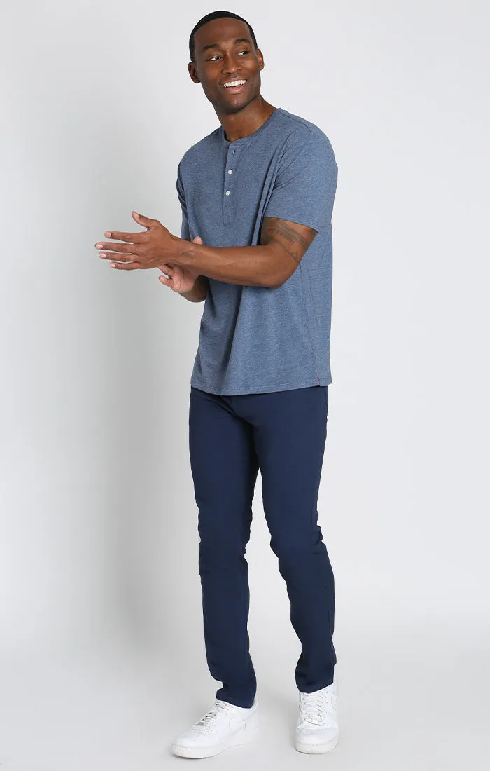 Stretch Pima Blend Short Sleeve Henley