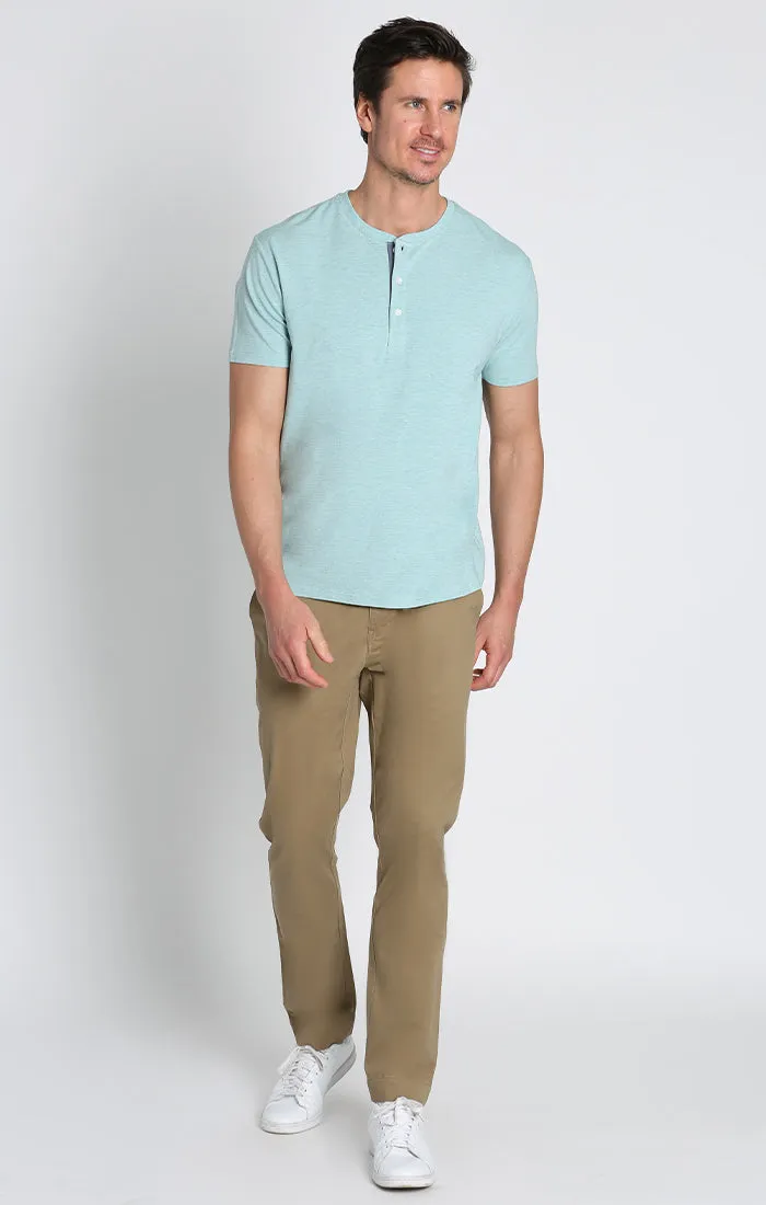 Stretch Pima Blend Short Sleeve Henley