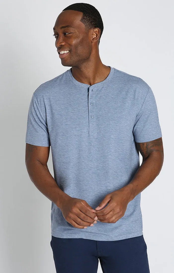 Stretch Poly Viscose Short Sleeve Henley