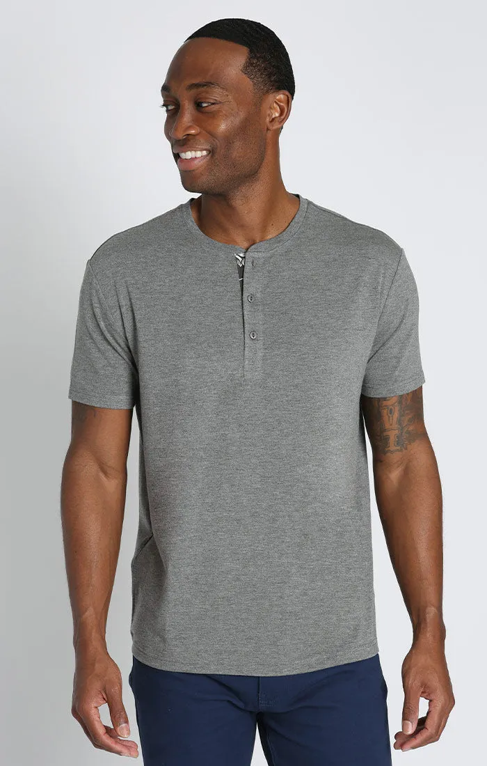 Stretch Poly Viscose Short Sleeve Henley