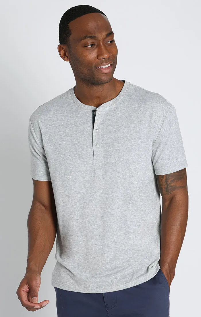 Stretch Poly Viscose Short Sleeve Henley