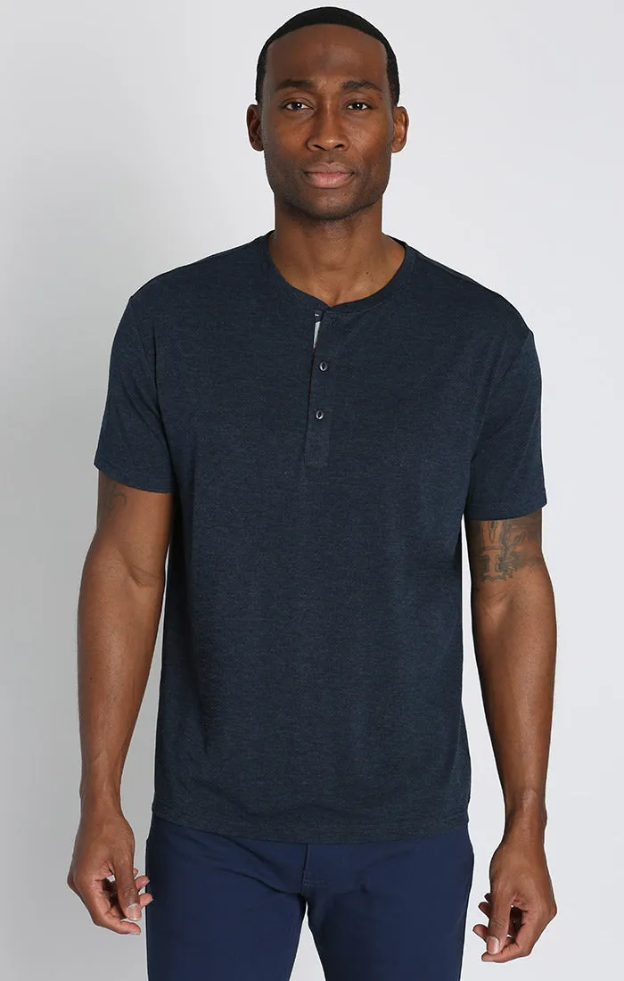 Stretch Poly Viscose Short Sleeve Henley