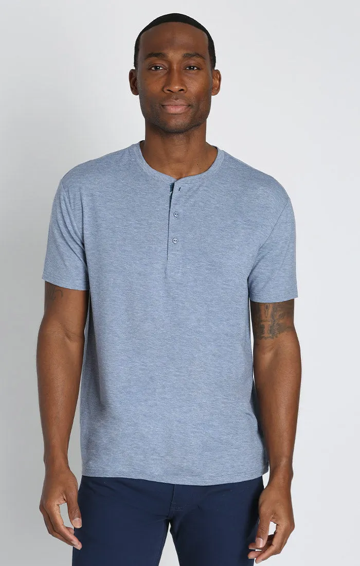 Stretch Poly Viscose Short Sleeve Henley