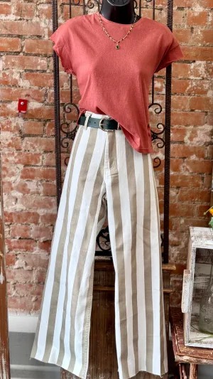 Stripe Pattern Stretch Pants