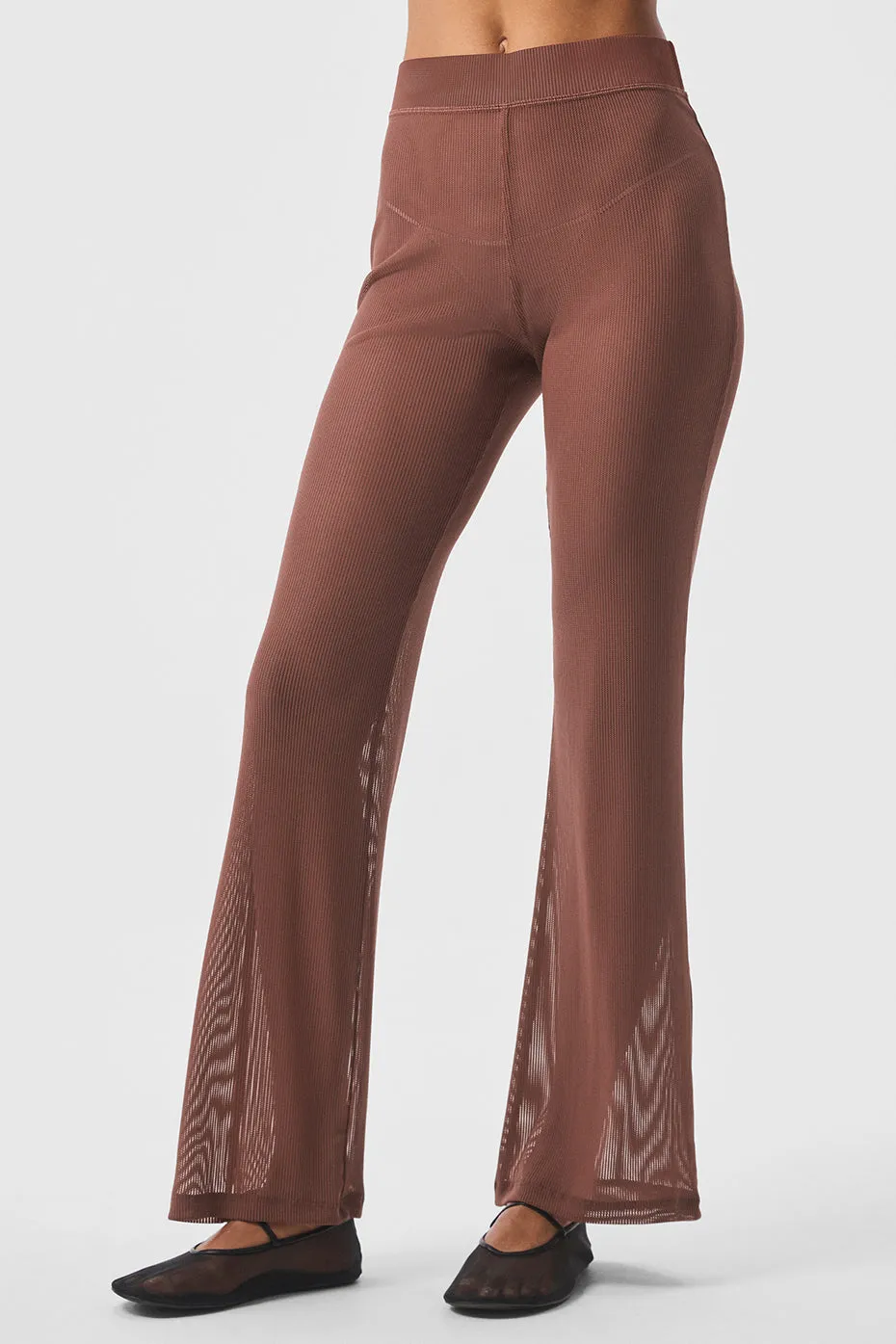 Striped Mesh Tropical Nights Flare Pant - Chestnut