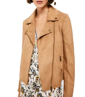 Suede Biker Jacket Tan