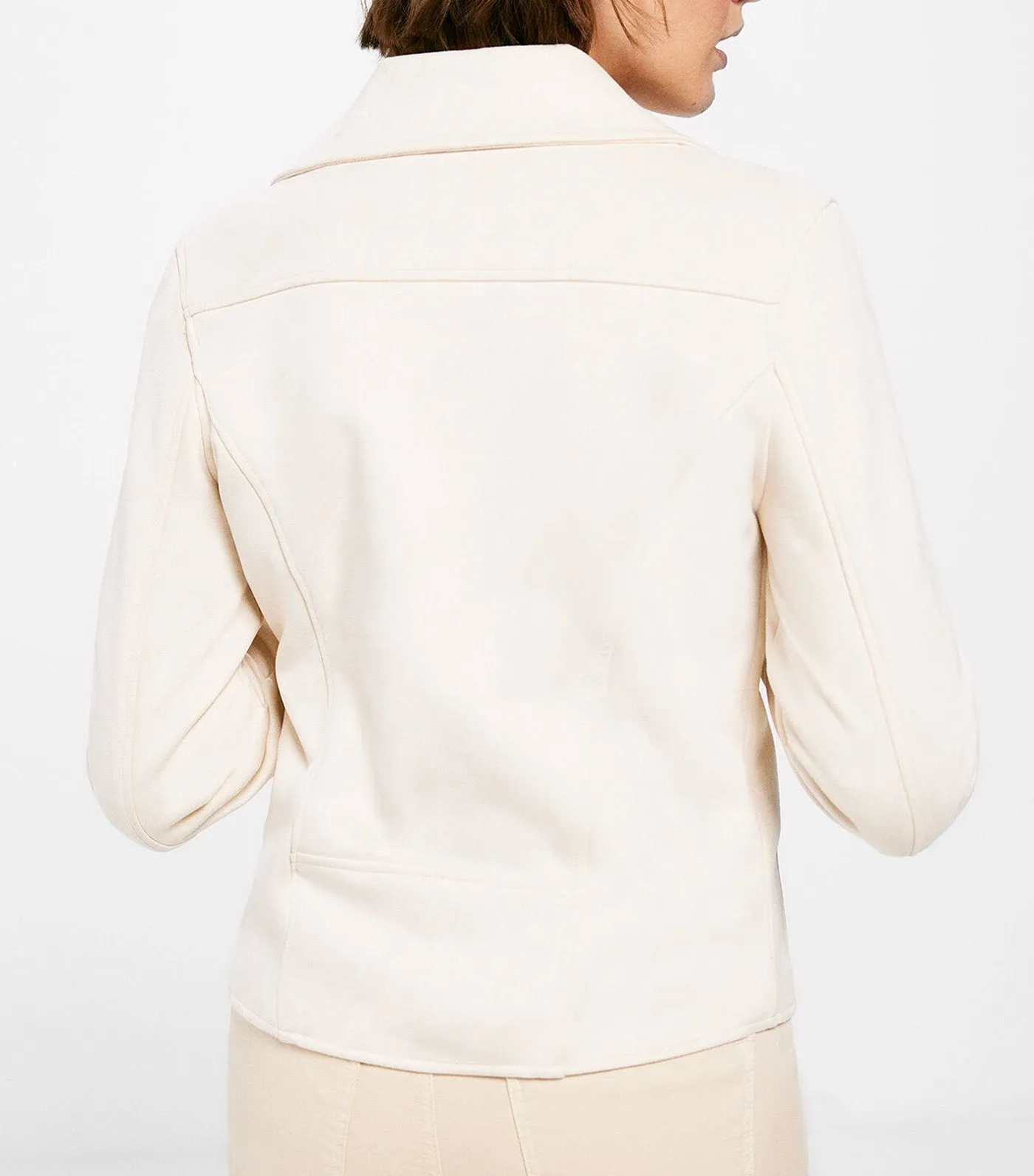 Suede Biker Jacket White