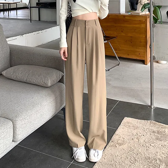 Suit Pants High Waist Loose Wide Leg Casual Trousers