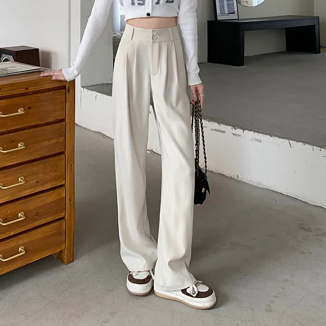 Suit Pants High Waist Loose Wide Leg Casual Trousers