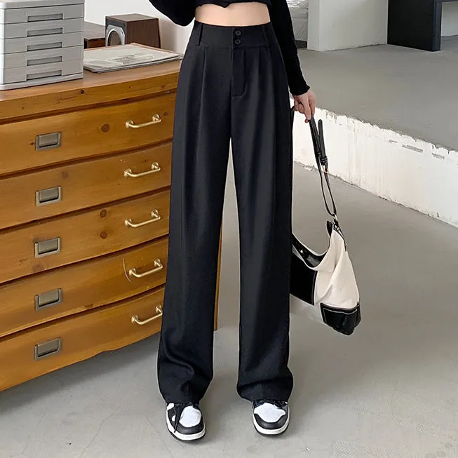 Suit Pants High Waist Loose Wide Leg Casual Trousers