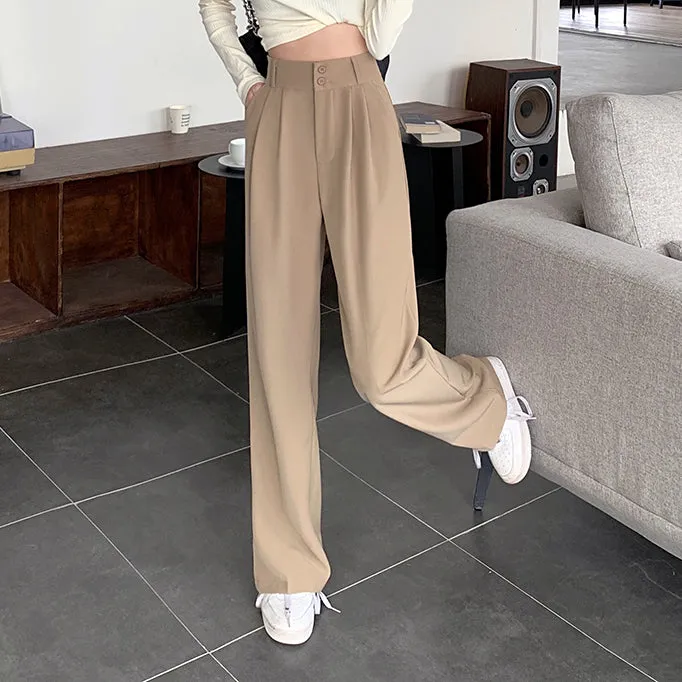 Suit Pants High Waist Loose Wide Leg Casual Trousers