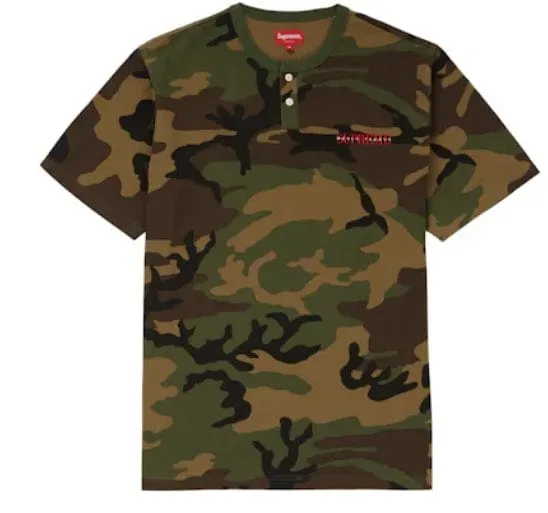 Supreme Pique S/S Henley - Woodland Camo