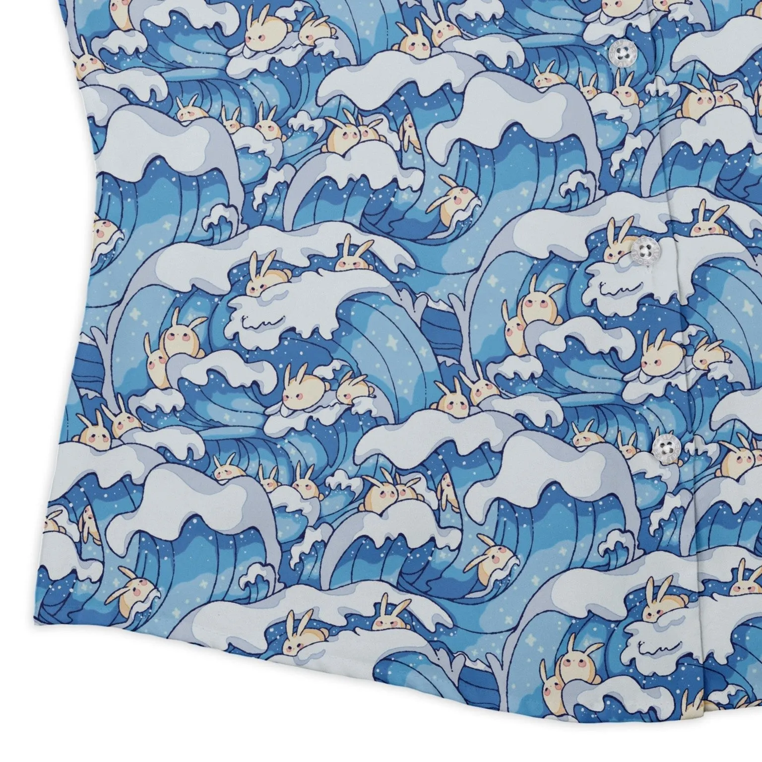 Surfer Bunnies Anime Curvy Button Up Shirt