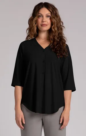 SYMPLI - 3 BUTTON EASY HENLEY TOP