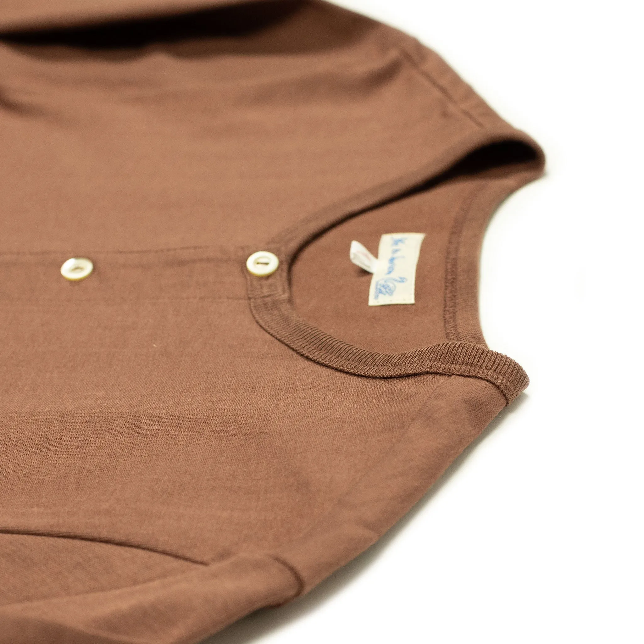 'Tan' brown heavy cotton long-sleeve 206 Henley