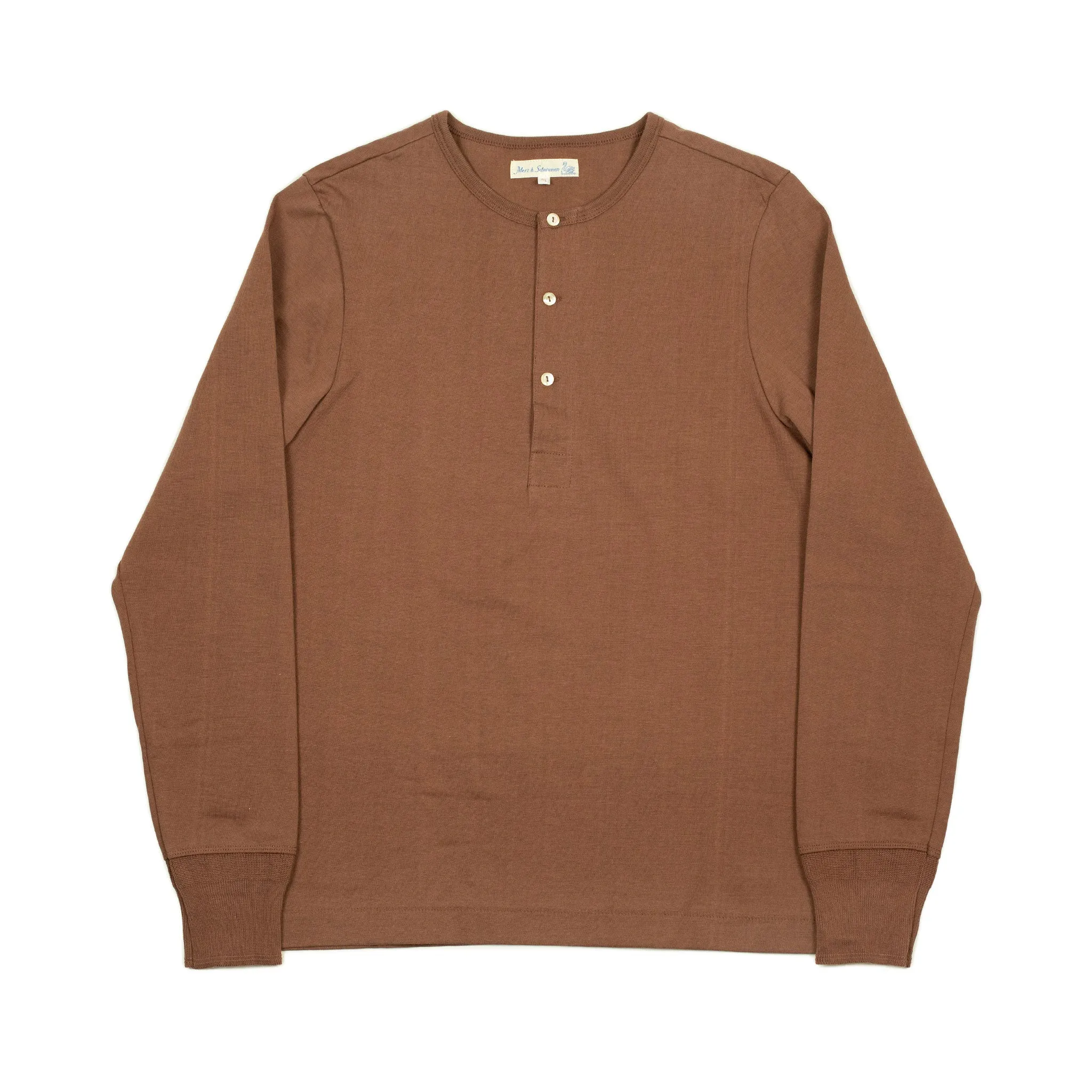 'Tan' brown heavy cotton long-sleeve 206 Henley