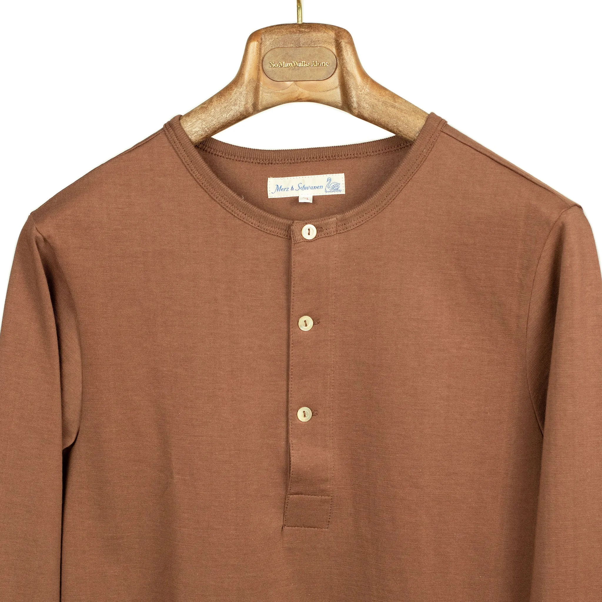 'Tan' brown heavy cotton long-sleeve 206 Henley