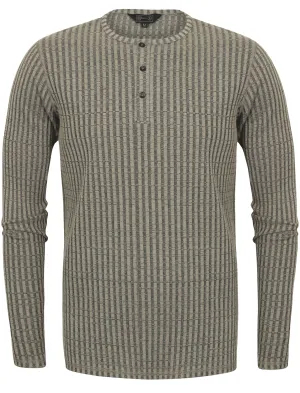 Taro Ribbed Long Sleeve Henley Top in Dove Grey - Dissident