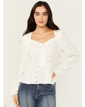 Teel Eyelet Keyhole Blouse