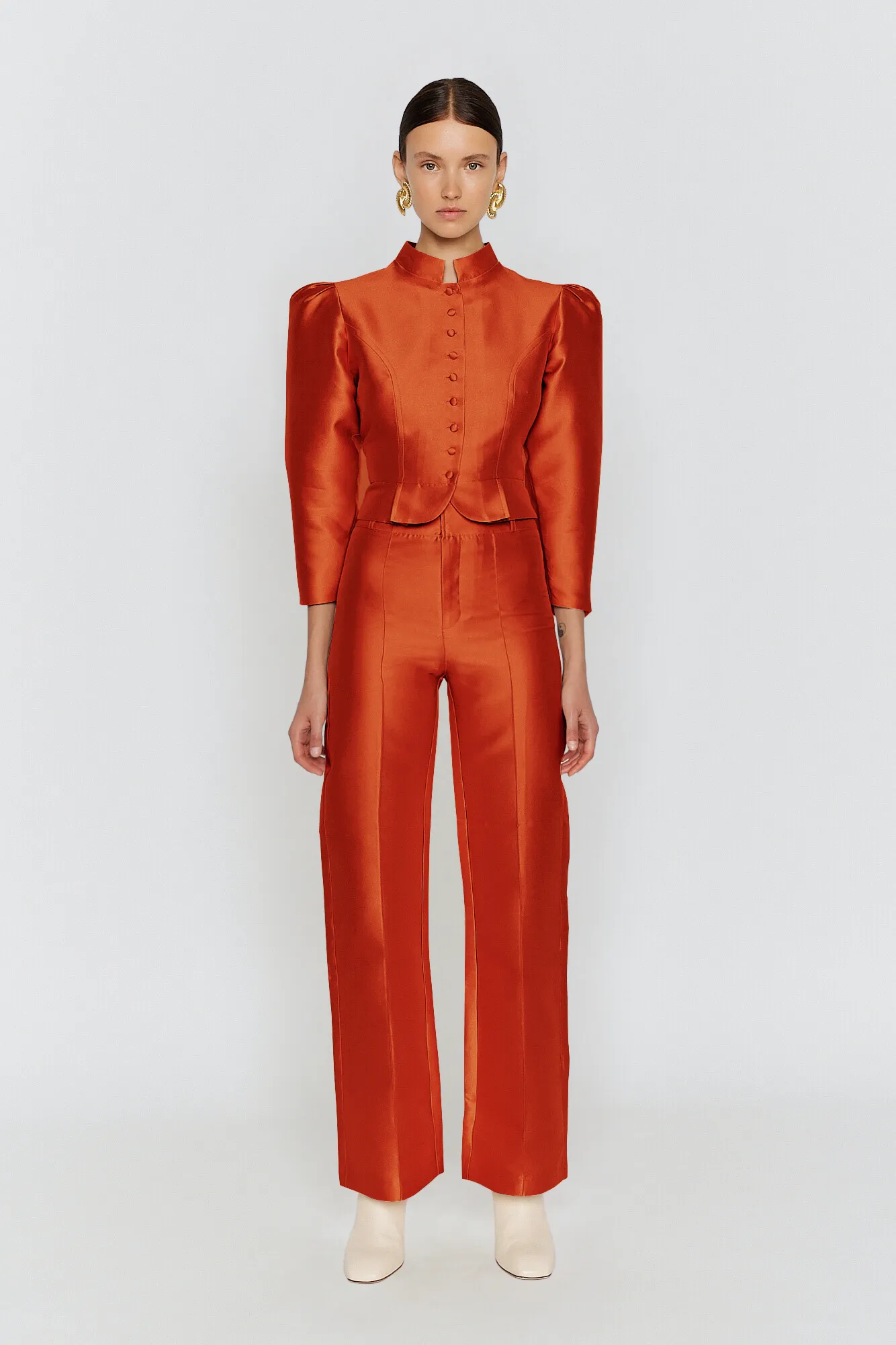 Terracotta Satin Flared Pants