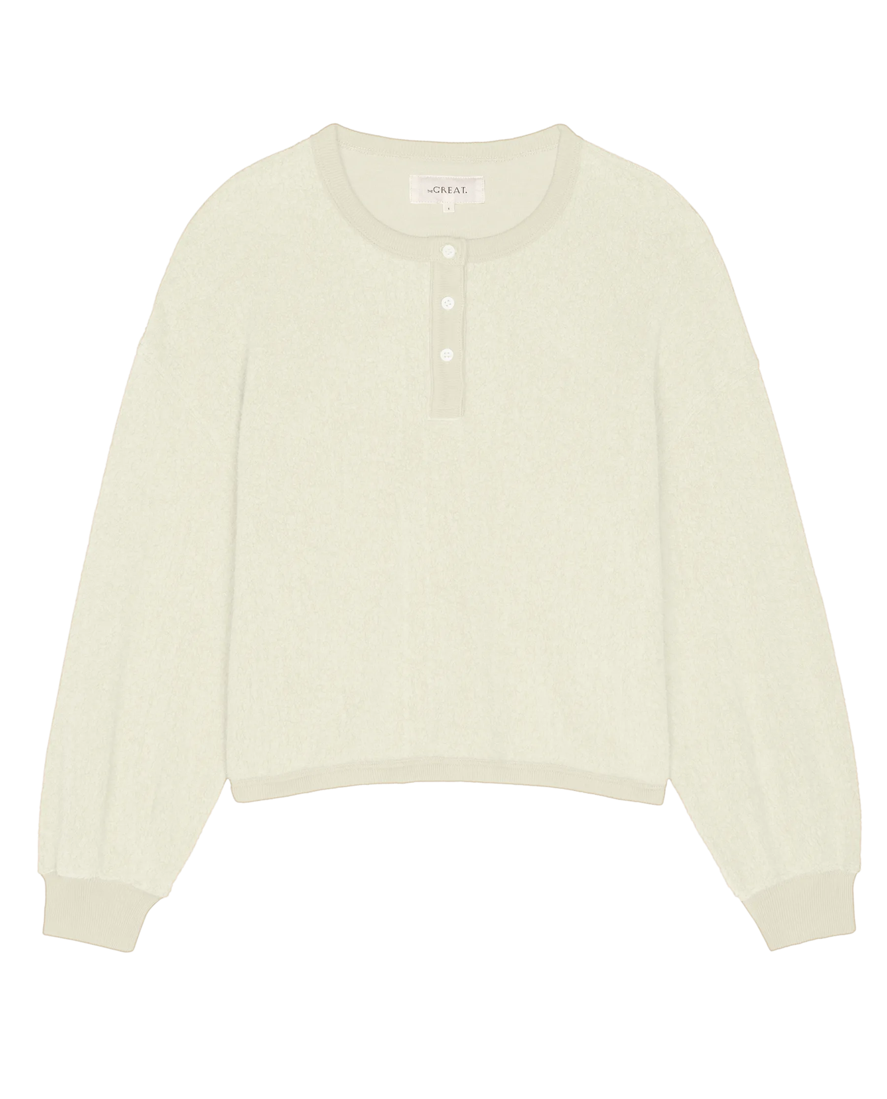 The Fleece Henley Sweatshirt. -- Washed White