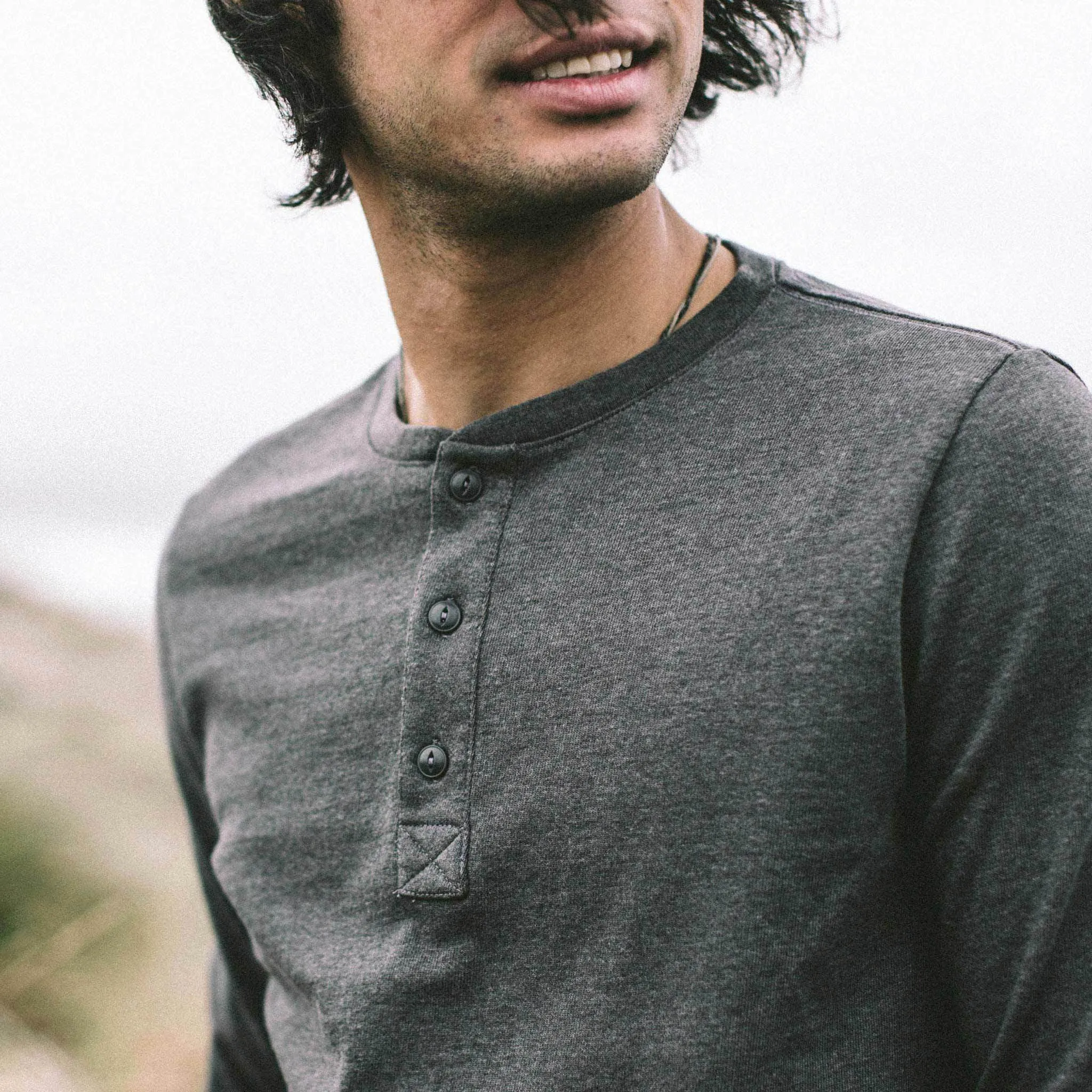 The Heavy Bag Henley in Heather Grey