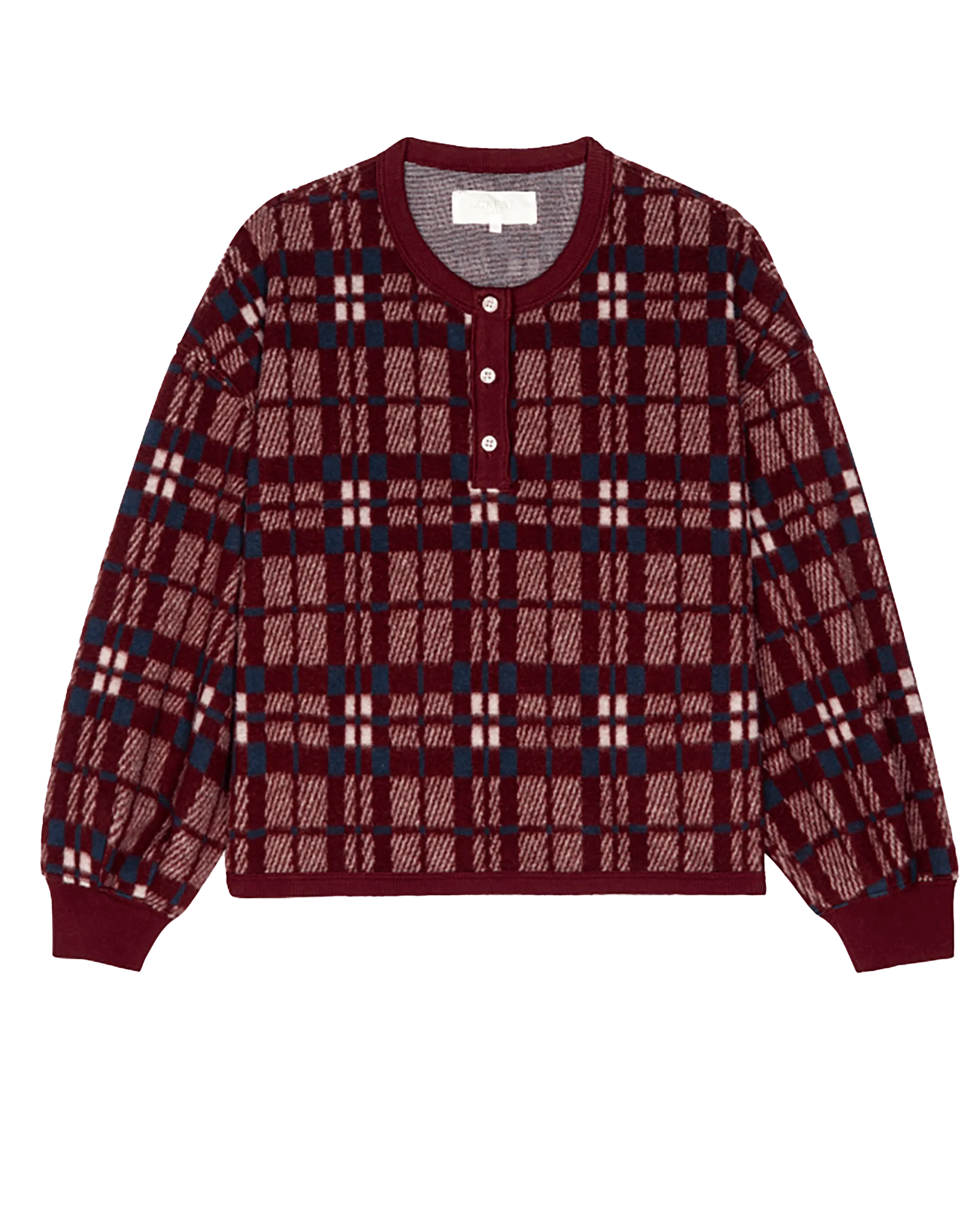 The Plush Fleece Henley Sleep Sweatshirt. -- Fireside Plaid