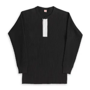 The Real McCoy's Waffle Thermal Henley Undershirt Black