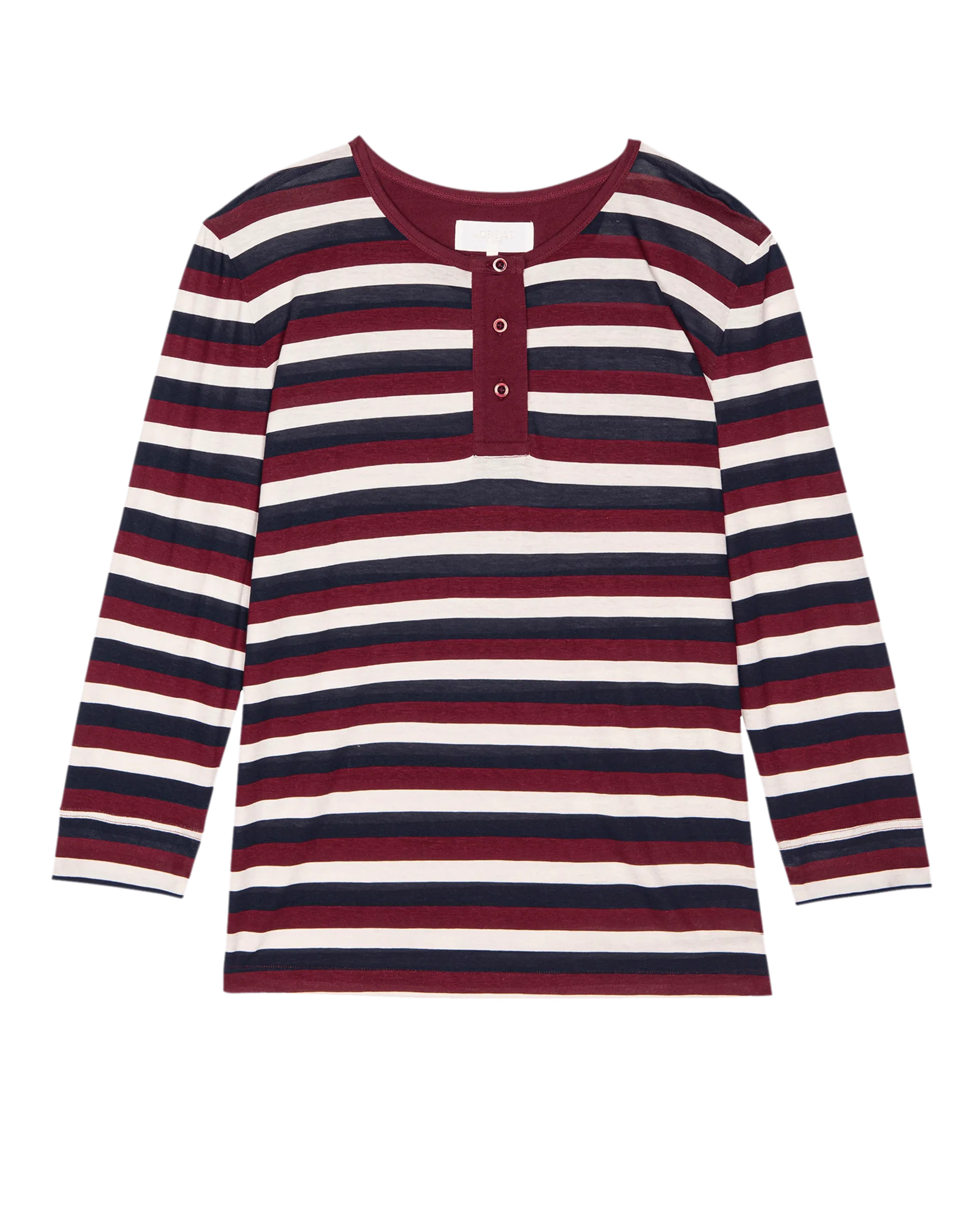 The Sleep Henley. -- Bordeaux Stripe