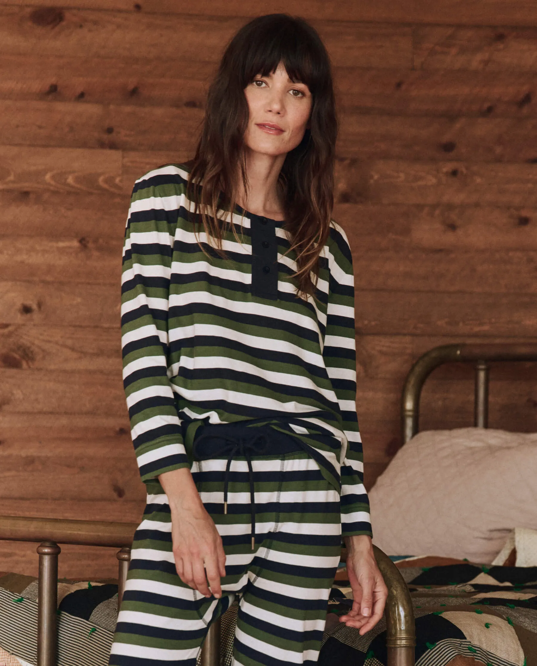 The Sleep Henley. -- Winter Pine Stripe