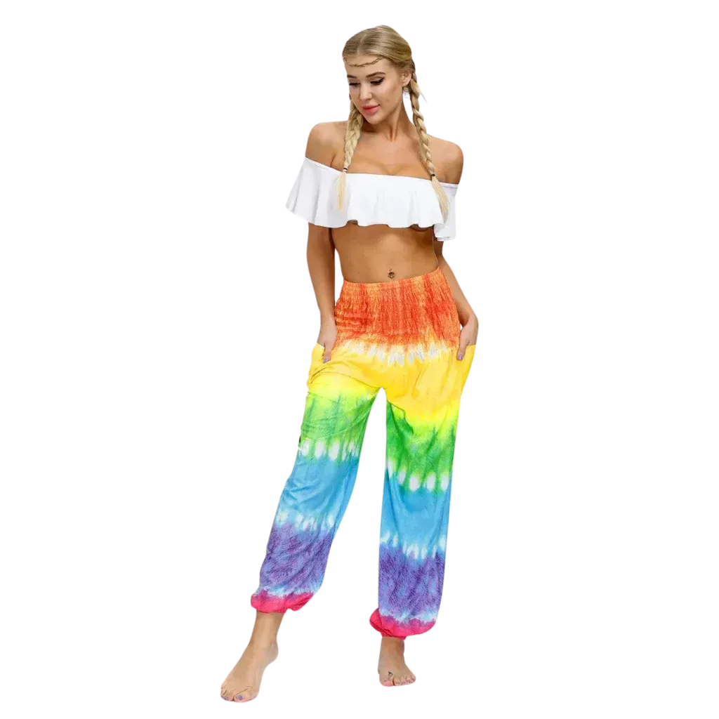 TIE DYE SMOCKED ALADDIN PANTS FOR LADIES FOR YOGA & FESTIVALS