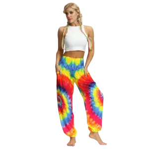 TIE DYE SMOCKED ALADDIN PANTS FOR LADIES FOR YOGA & FESTIVALS