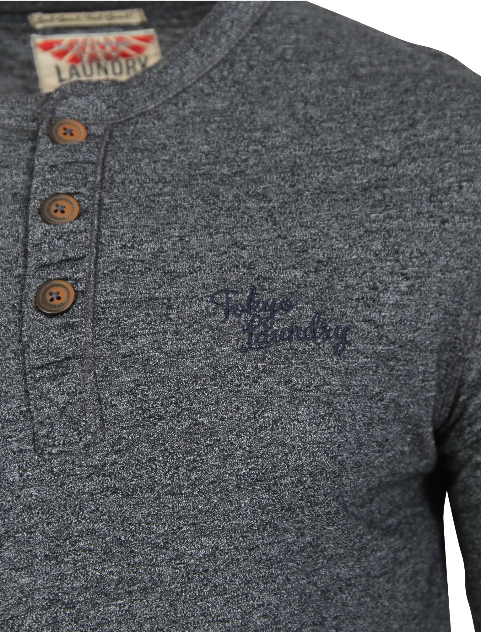 Timber Henley Slub Long Sleeve Top in Dark Navy - Tokyo Laundry