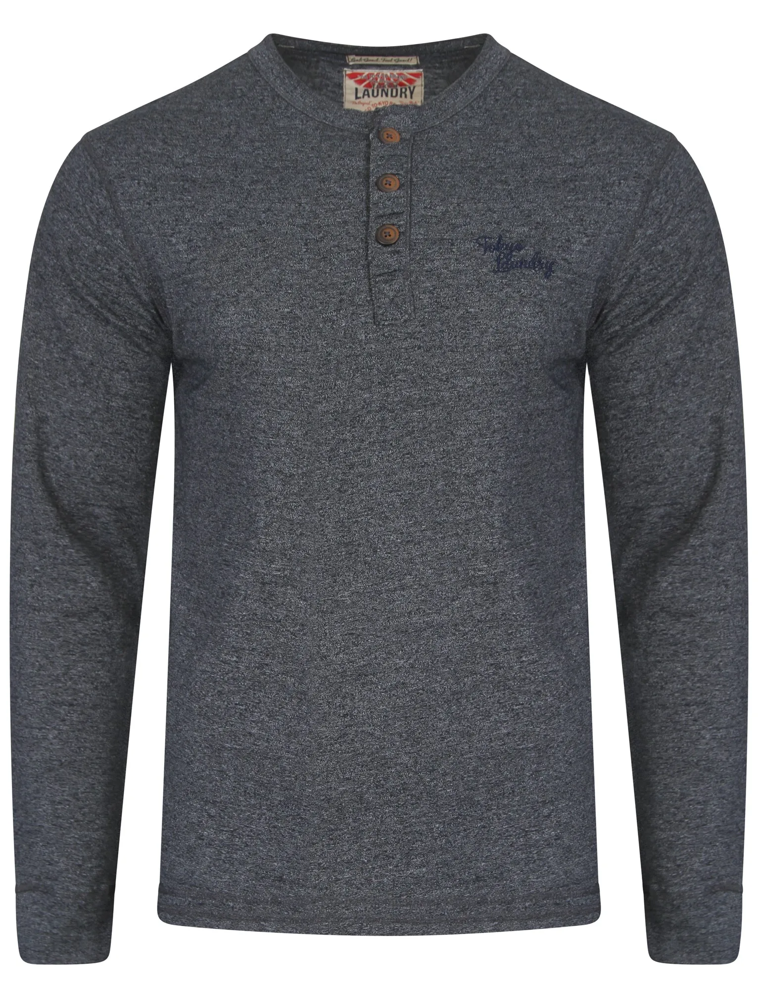 Timber Henley Slub Long Sleeve Top in Dark Navy - Tokyo Laundry