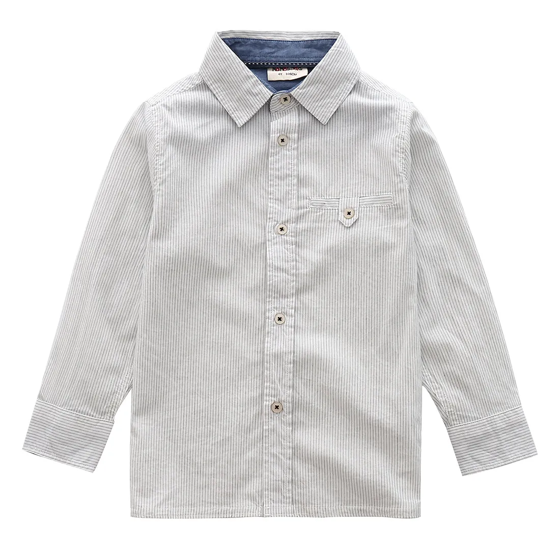 Toddler Boy Long Sleeve Grey Stripes Shirt