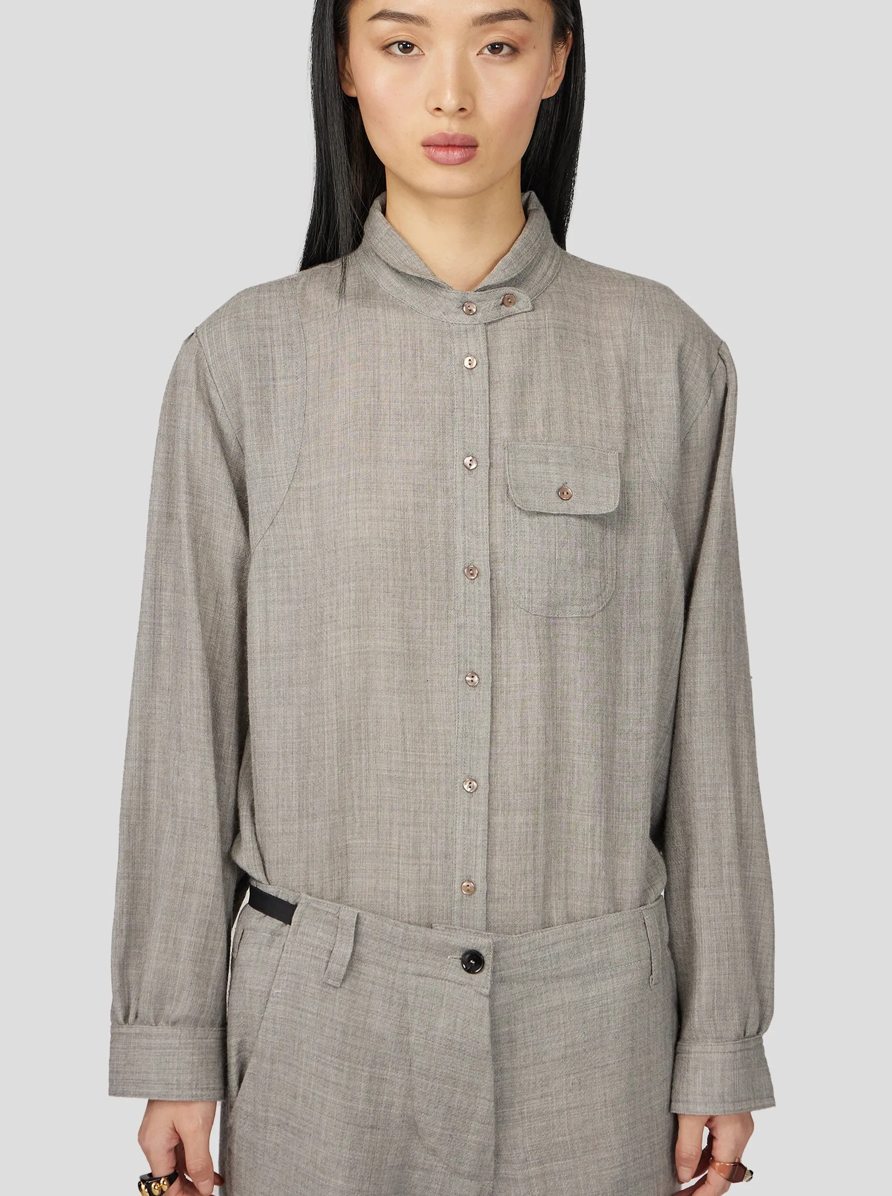 Tokyo Shirt in Ash Wool Cloth