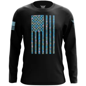 Tropical American Flag Long Sleeve Shirt